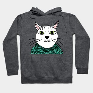 Portrait of Aqua Sweater Cat Hoodie